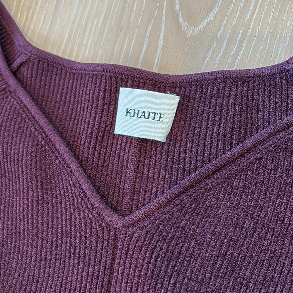 EUC Khaite Pia Off the Shoulder Ribbed Midi Dress in Merlot Sz M - Picture 6 of 8